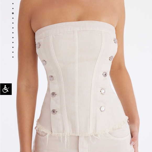 MISTRESS ROCKS OAT DENIM STRAPLESS TOP - Picture 6 of 16